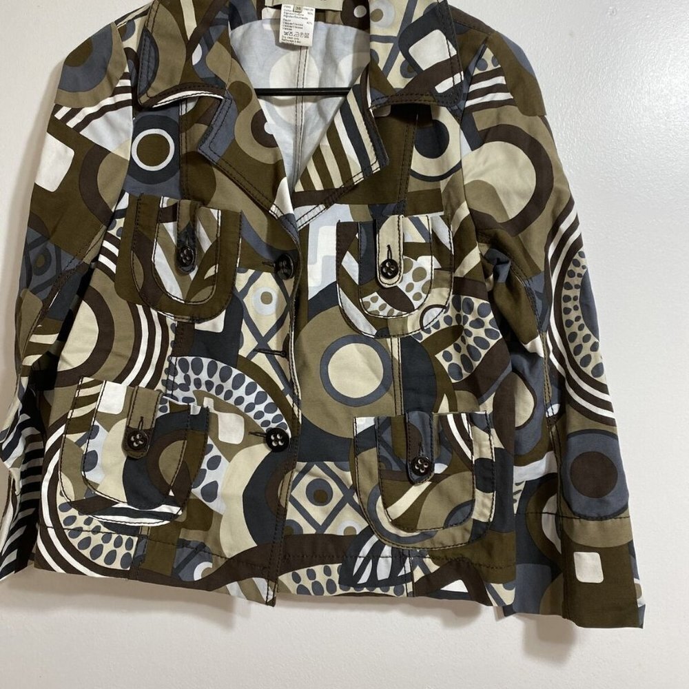 GERARD DAREL WOMEN'S MULTICOLOR 3/4 SLEEVE  COTTON BLEND JACKET SZ ‎ 36